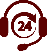 Headset icon with 24 hour symbol